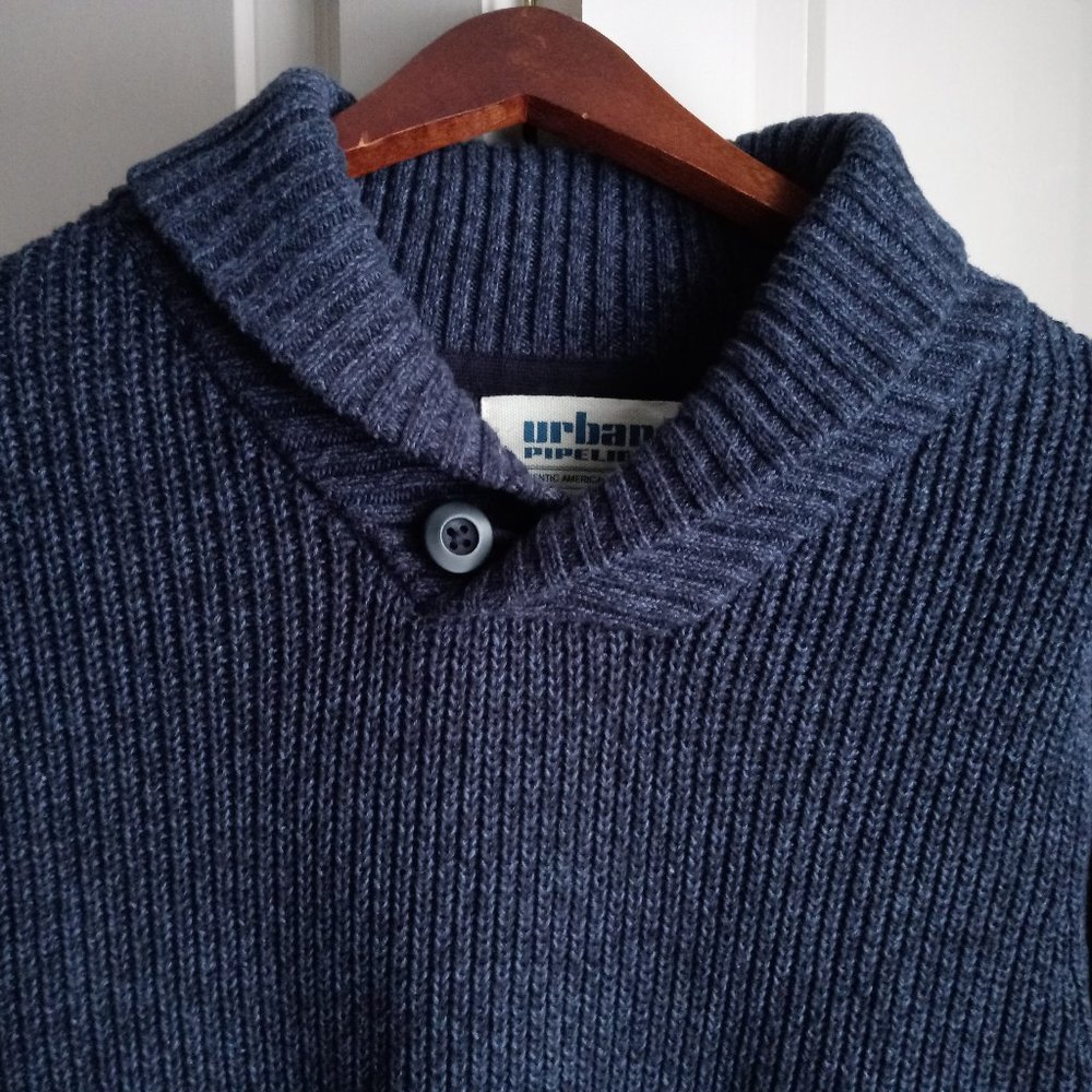 Urban Pipeline Shawl Button Sweater Blue Mens S